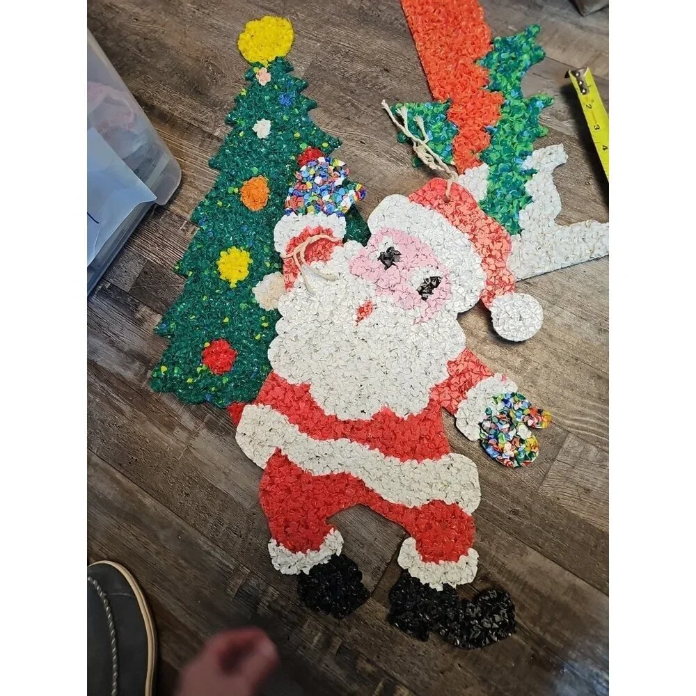 Vintage Melted Plastic Popcorn  Santa &  Tree & Candle Christmas Decorations 22